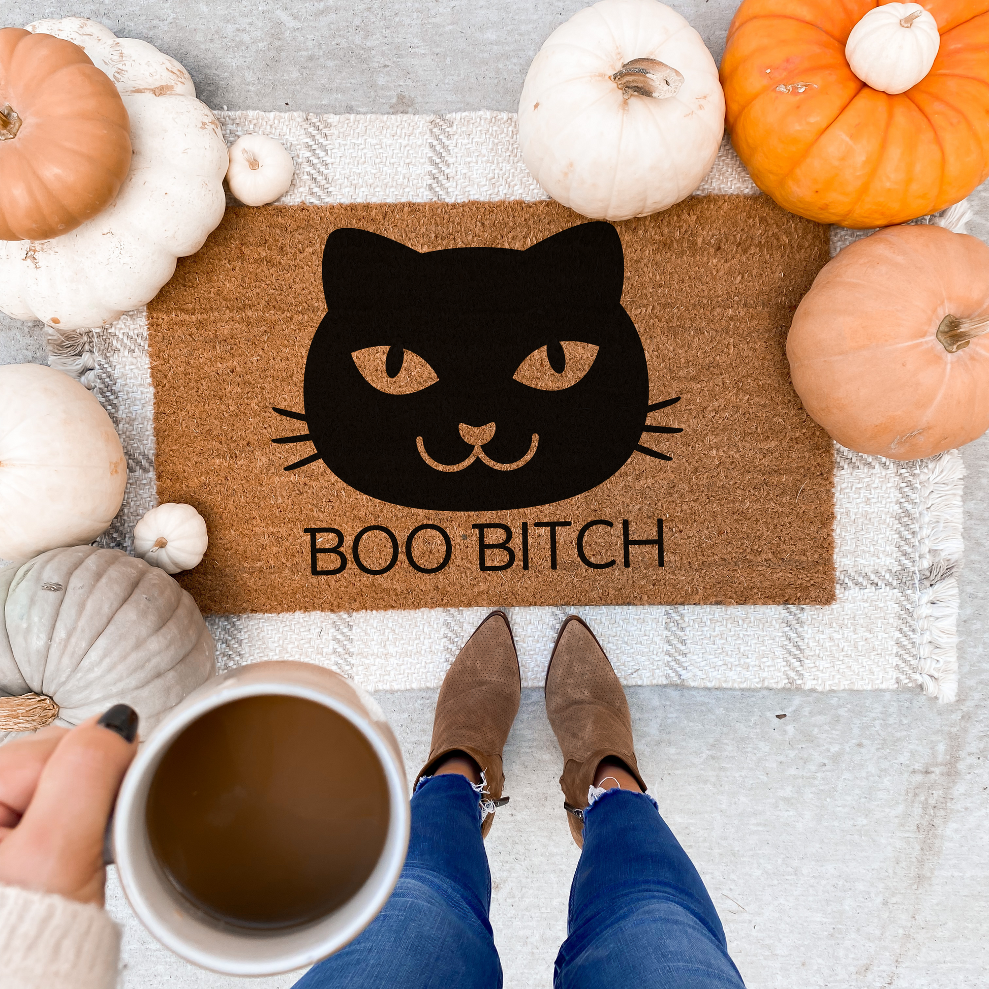 Halloween Doormat Funny Black Cat Welcome Door Mat - Design Club Home