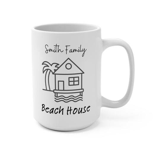 Personalized Custom Beach House Coffee Mug with  Family Name