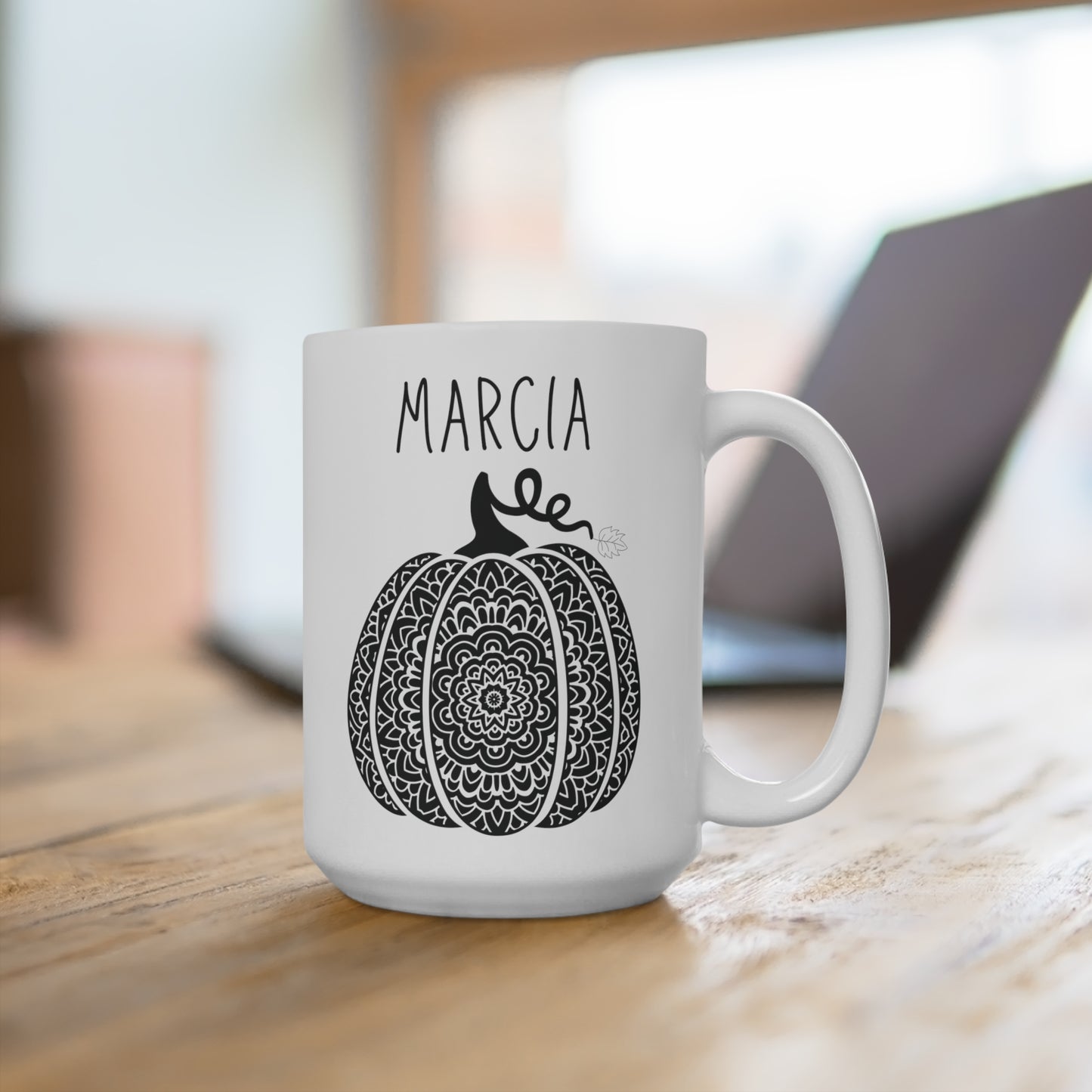 Marcia Custom Name Fall Pumpkin Personalized 15oz Coffee Mug