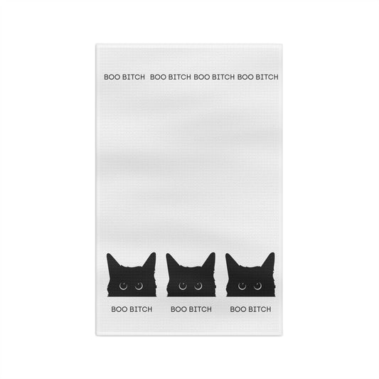 Black Cat Tea Towel, Funny Halloween Dish Towel, Cat Lover Gift, Gift for best friend, Hostess Gift - Design Club Home