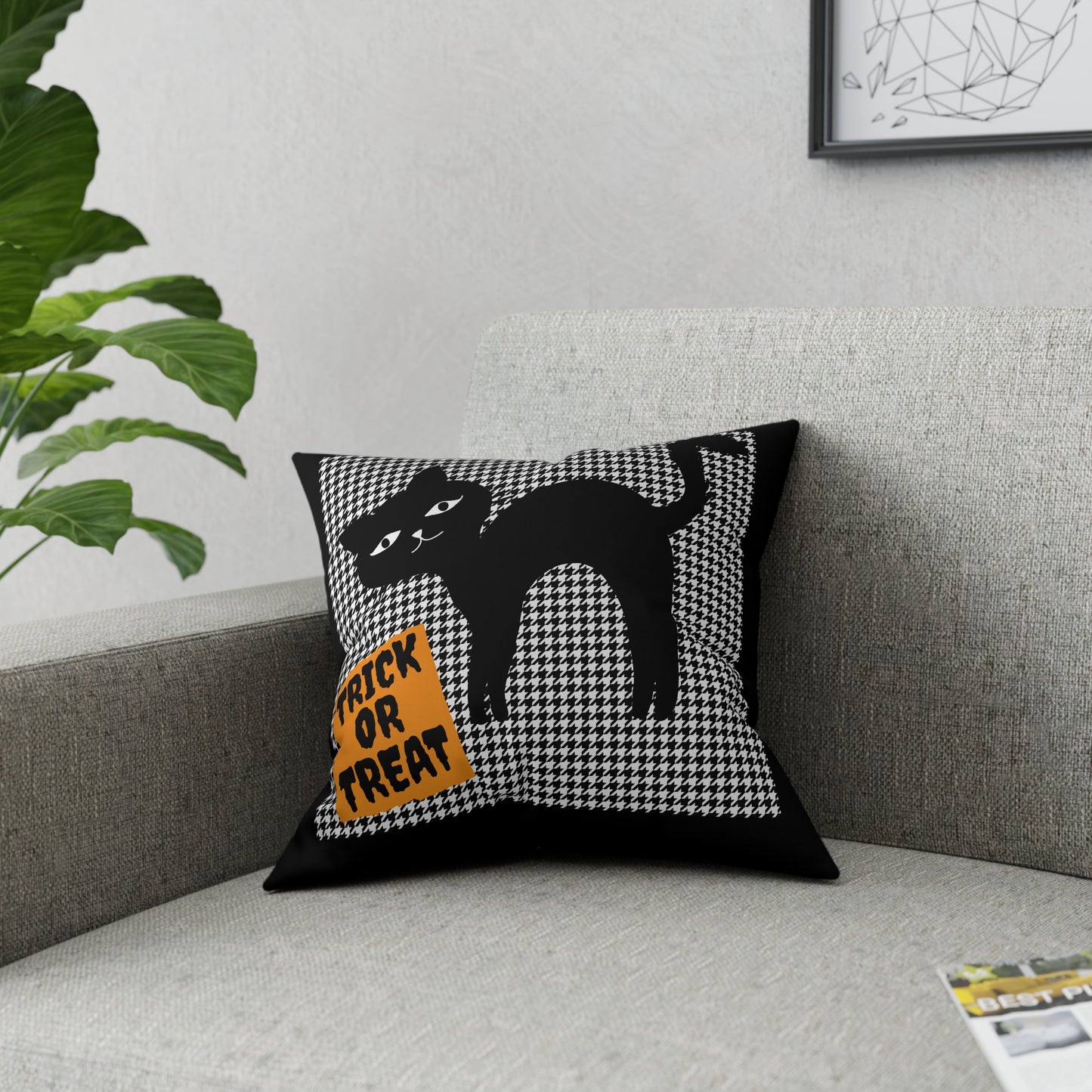 Halloween Black Cat Pillow Trick or Treat Gifts, Couch Pillow, Fall Pillow, Cat Lover Gift - Design Club Home