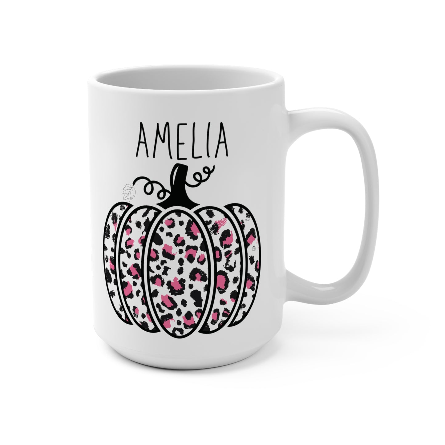 Custom Name Fall Pink Pumpkin Personalized Coffee Mug