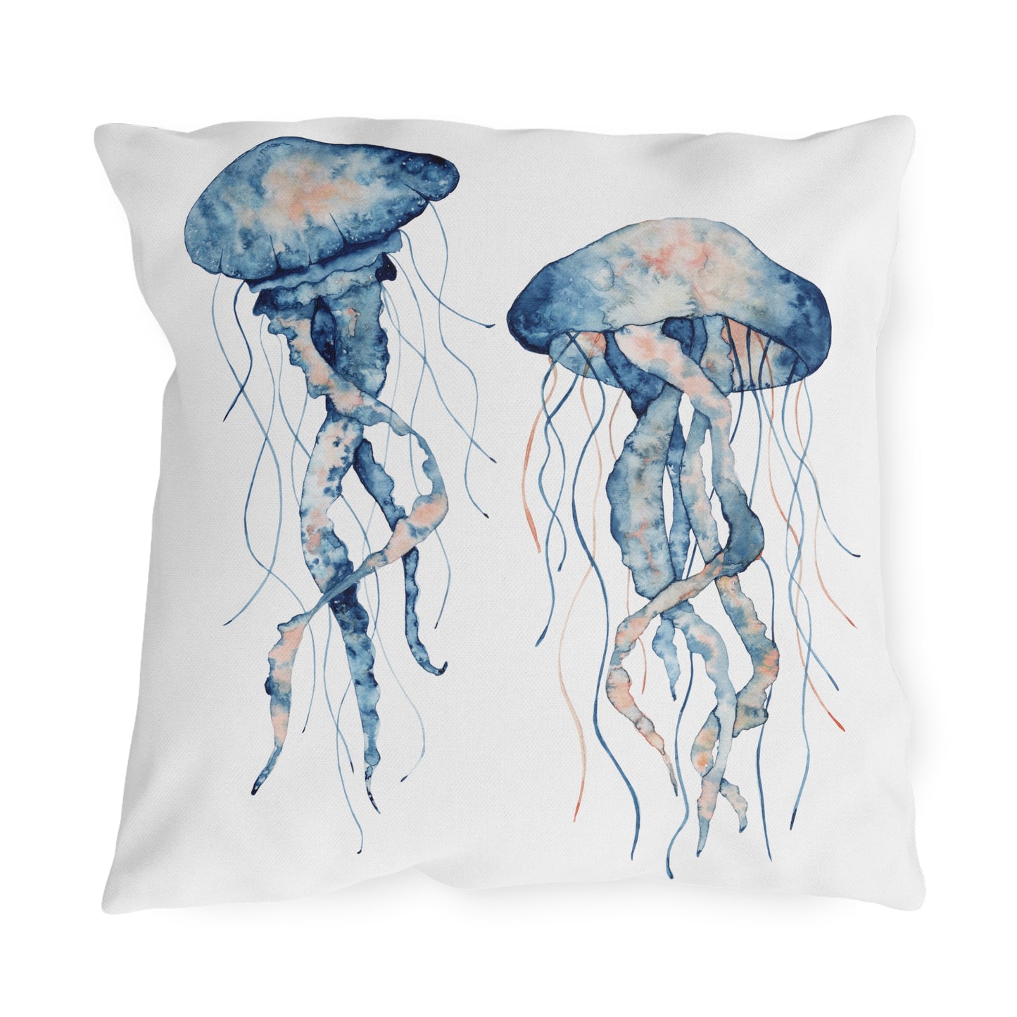 Jellyfish Outdoor Pillow Ocean Lovers Watercolor Coastal Beach Art Home Gift