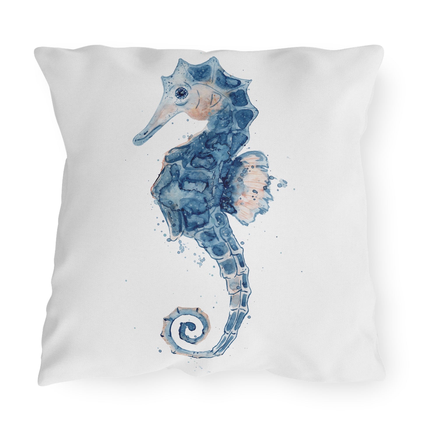 Seahorse Outdoor Pillow Watercolor Ocean Art Coastal Beach Home Gift