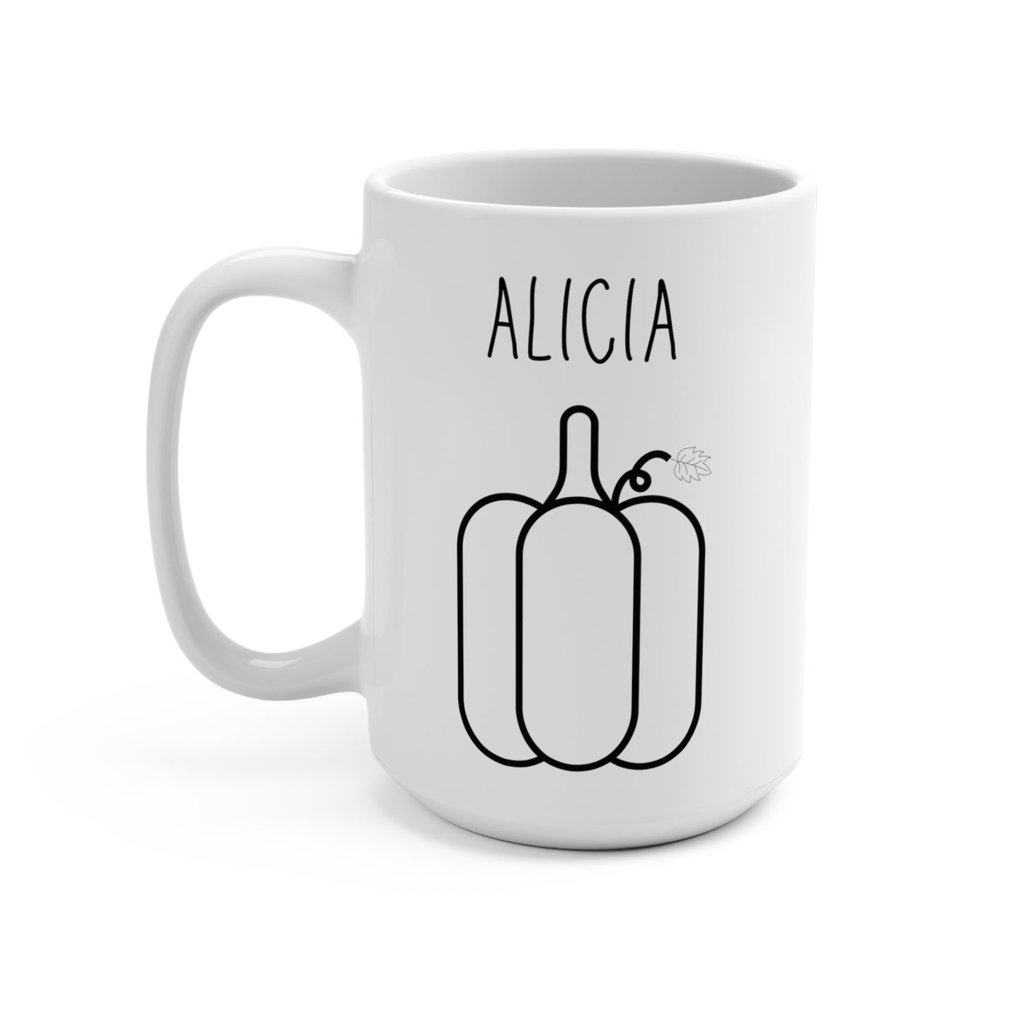 Alicia Custom Name Fall Minimalist Pumpkin Personalized Coffee Mug
