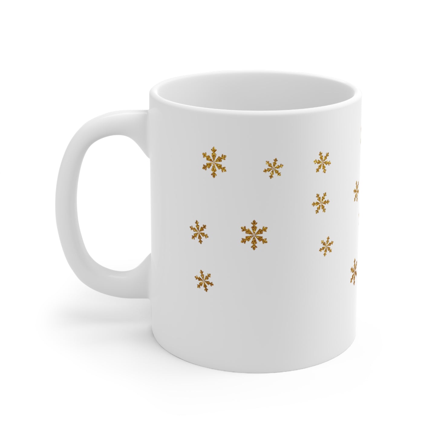 Snowflake Christmas Ceramic Mug 11oz Gold Gift for Her, Holiday Decoration, Coffee Mug - Design Club Home