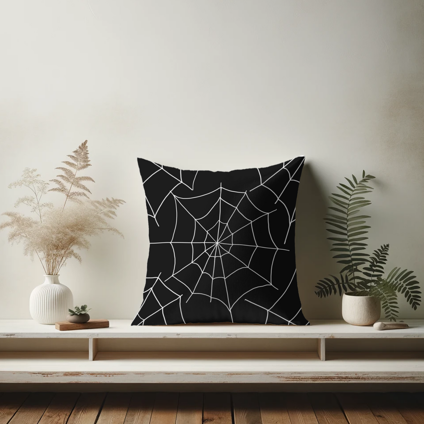 Black Spider Web Pillow