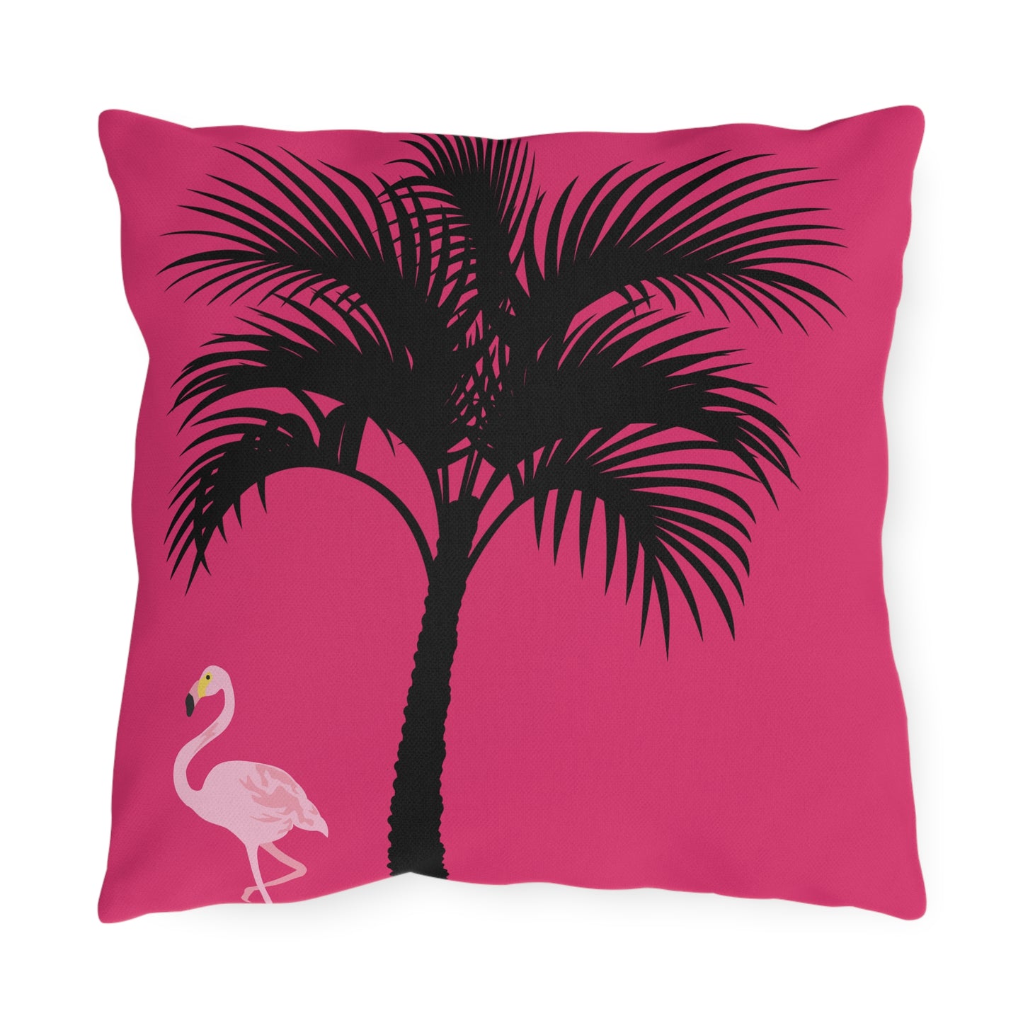 Pink Flamingo Palm Tree Outdoor Tropical Pillow