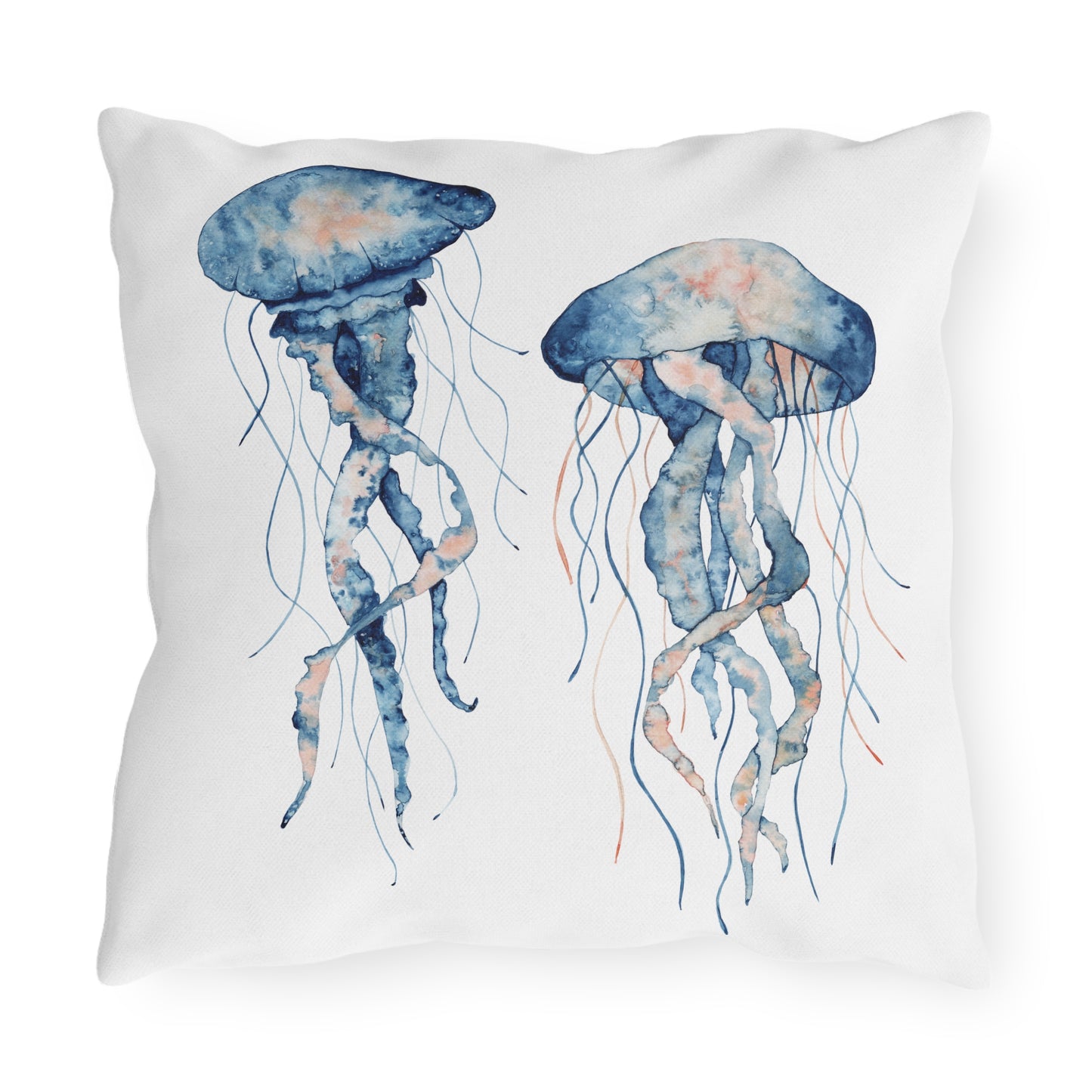 Jellyfish Outdoor Pillow Ocean Lovers Watercolor Coastal Beach Art Home Gift