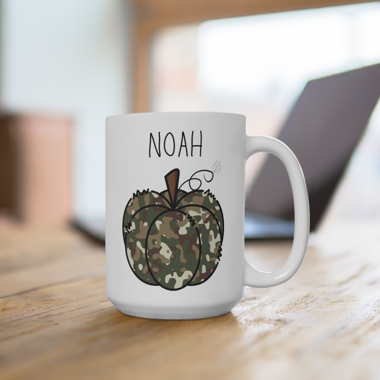 Noah Personalized Custom Name Camo Pumpkin Coffee Mug