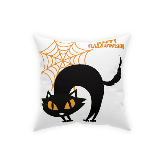 Happy Halloween Black Cat Pillow, Spider Web pillow, Couch Pillow, Fall Pillow, Cat Lover Gift - Design Club Home