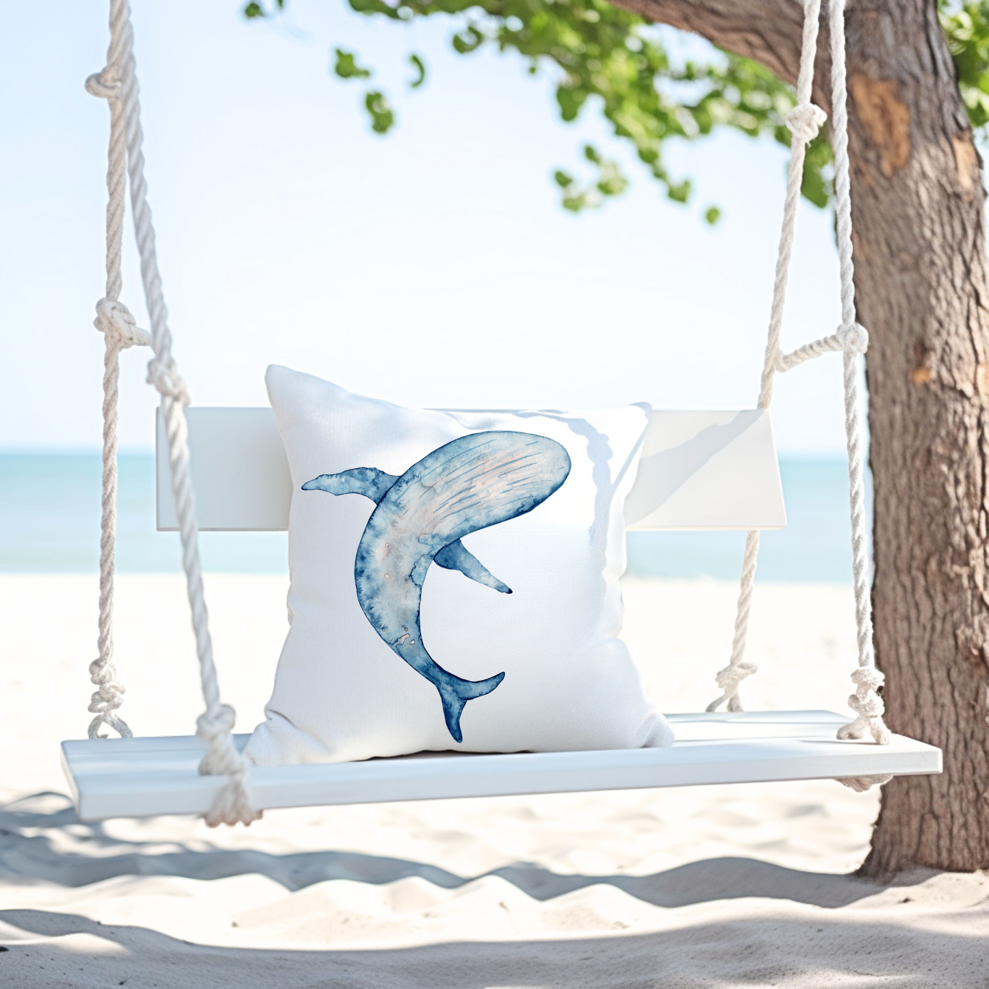 Whale Outdoor Pillow Coastal Beach Ocean Fish Lovers Home Gift