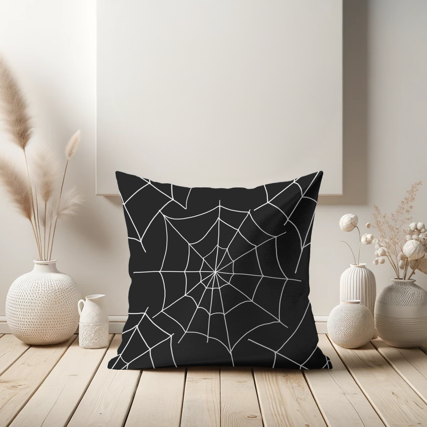 Black Spider Web Pillow