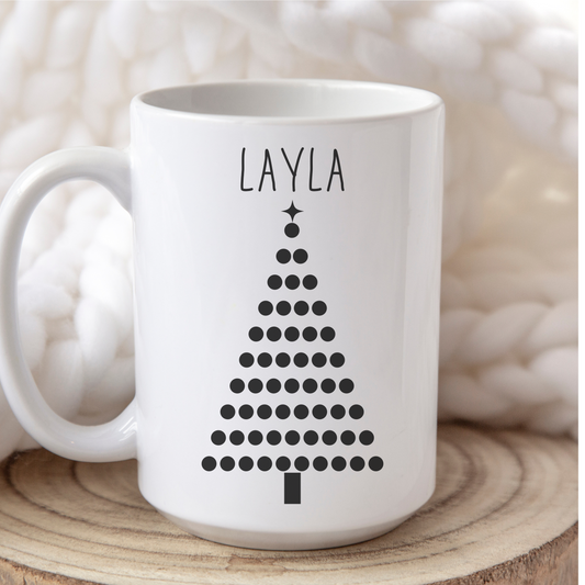 Layla Personalized Custom Christmas Tree Coffee Mug