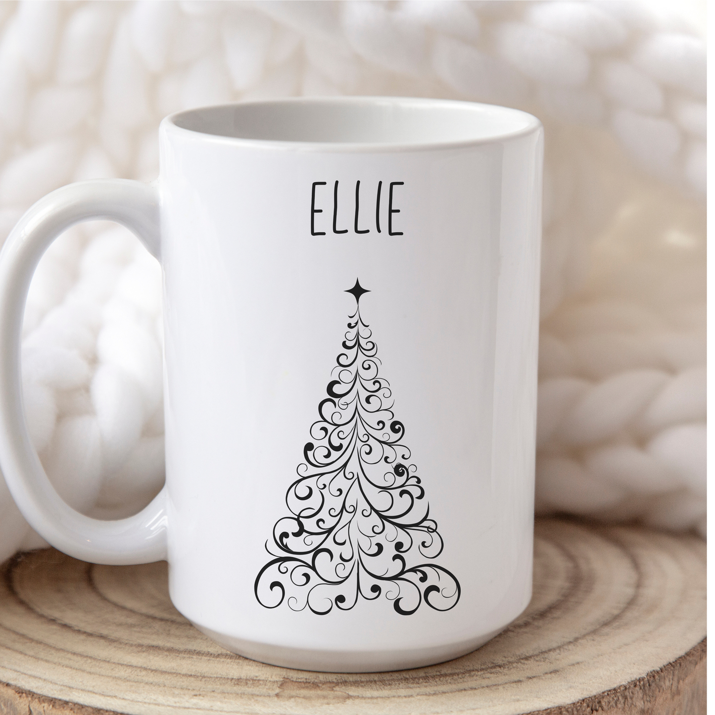 Ellie Personalized Custom Christmas Tree Coffee Mug
