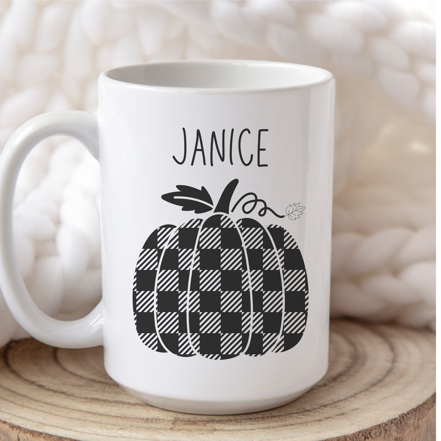 Janice Custom Name Fall Pumpkin Personalized 15oz Coffee Mug
