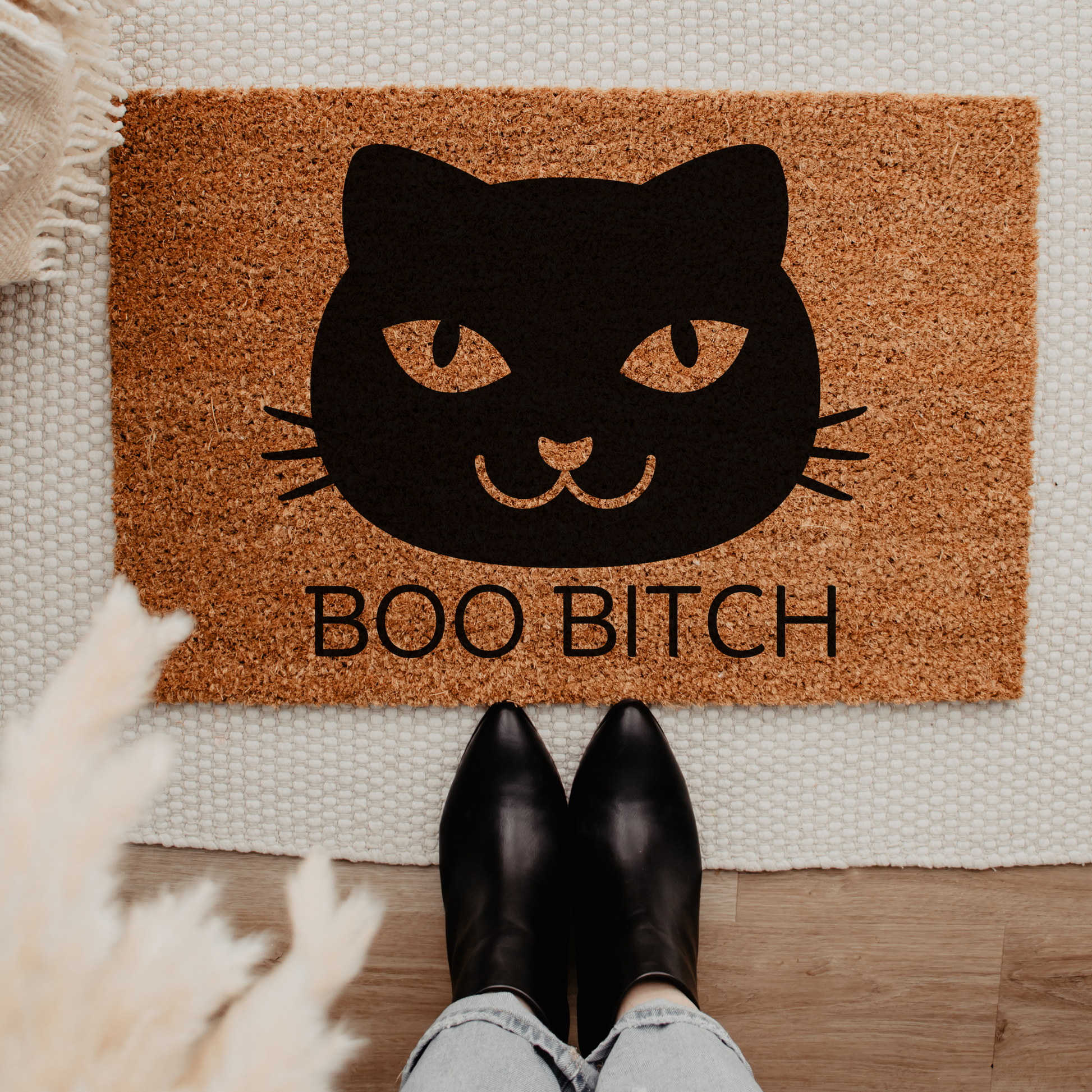 Halloween Doormat Funny Black Cat Welcome Door Mat - Design Club Home