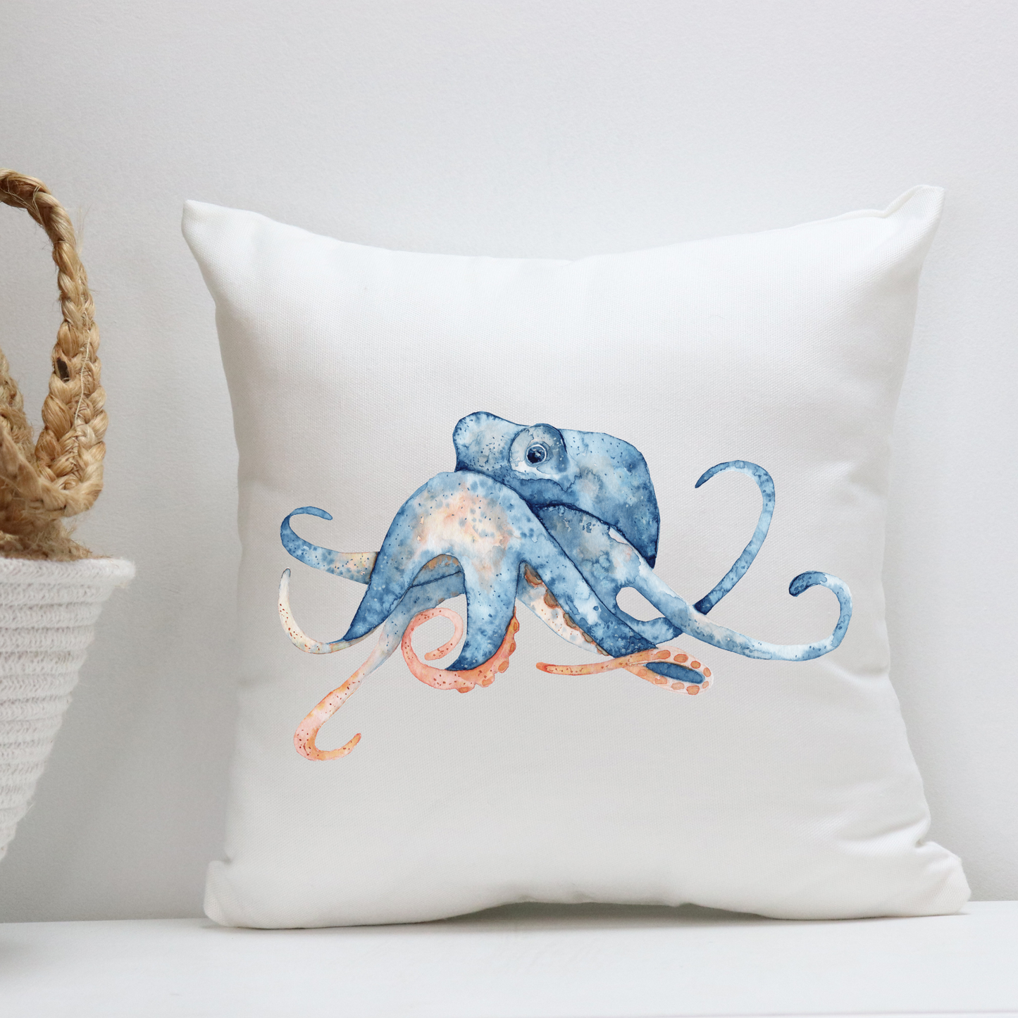 Octopus Outdoor Pillow Watercolor Ocean Art Lover Coastal Beach Home Gift