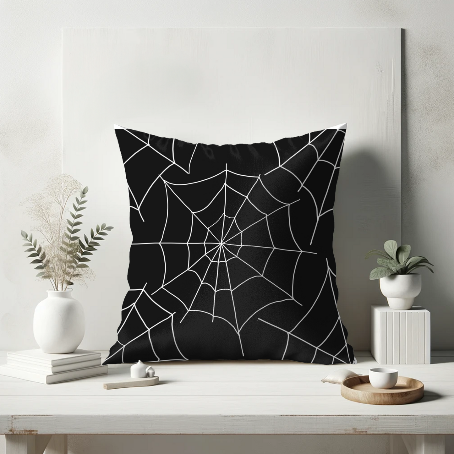 Black Spider Web Pillow