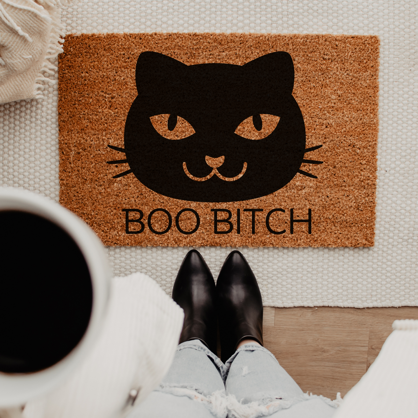 Halloween Doormat Funny Black Cat Welcome Door Mat - Design Club Home