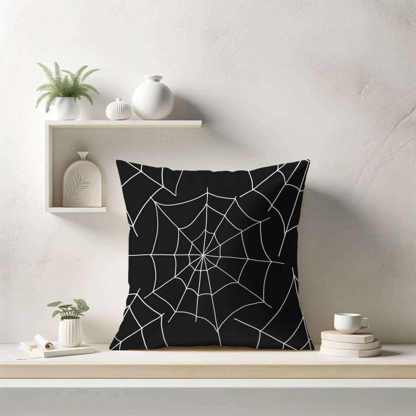Black Spider Web Pillow