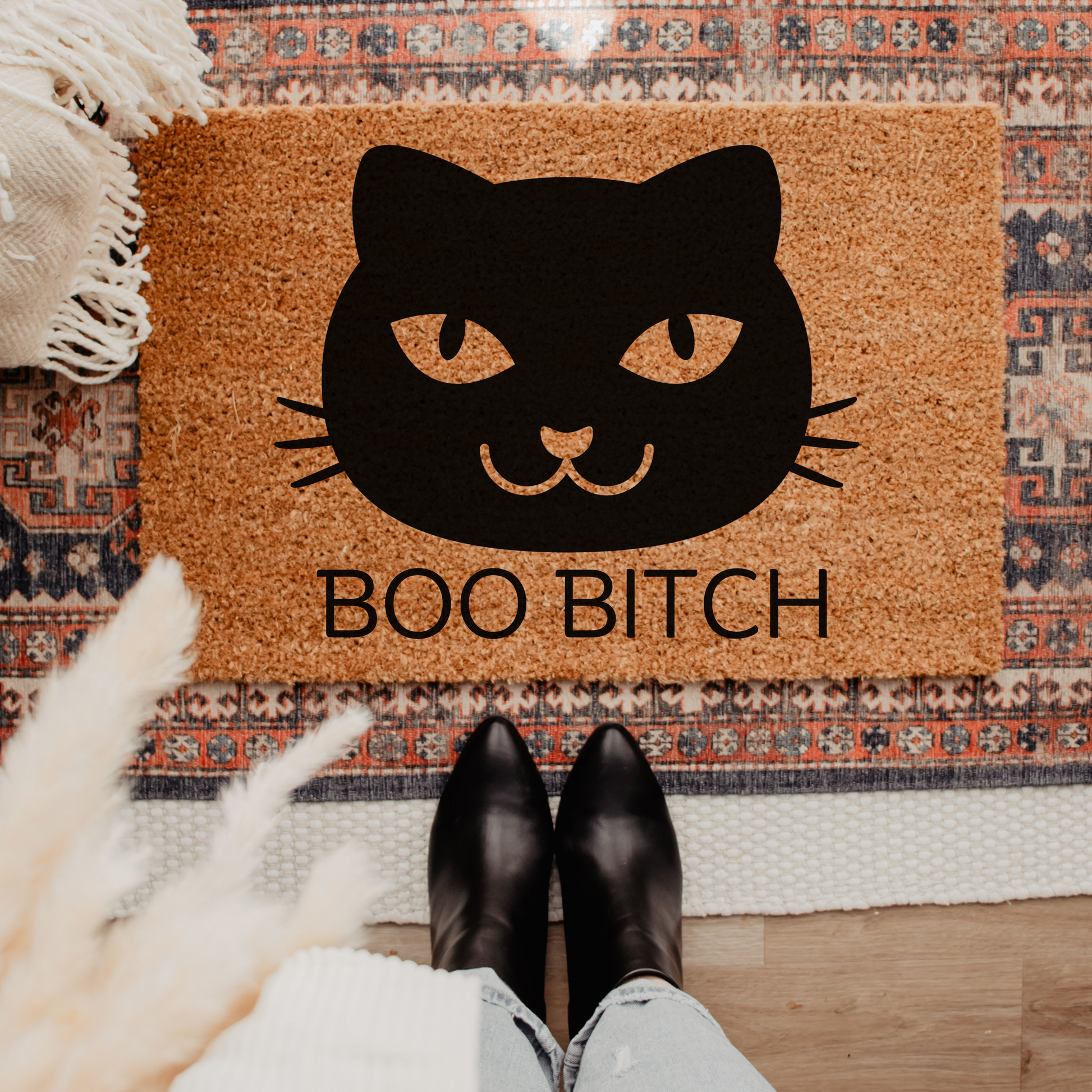 Halloween Doormat Funny Black Cat Welcome Door Mat - Design Club Home