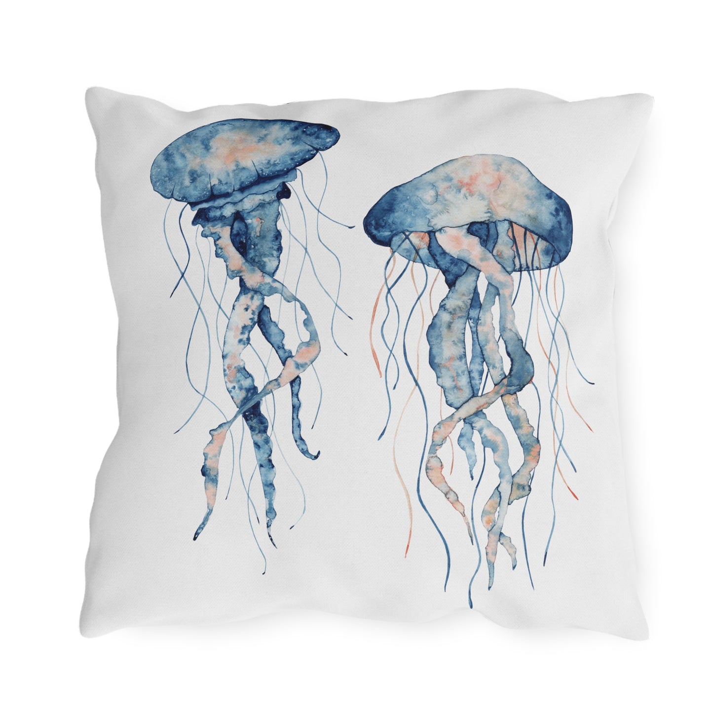 Jellyfish Outdoor Pillow Ocean Lovers Watercolor Coastal Beach Art Home Gift