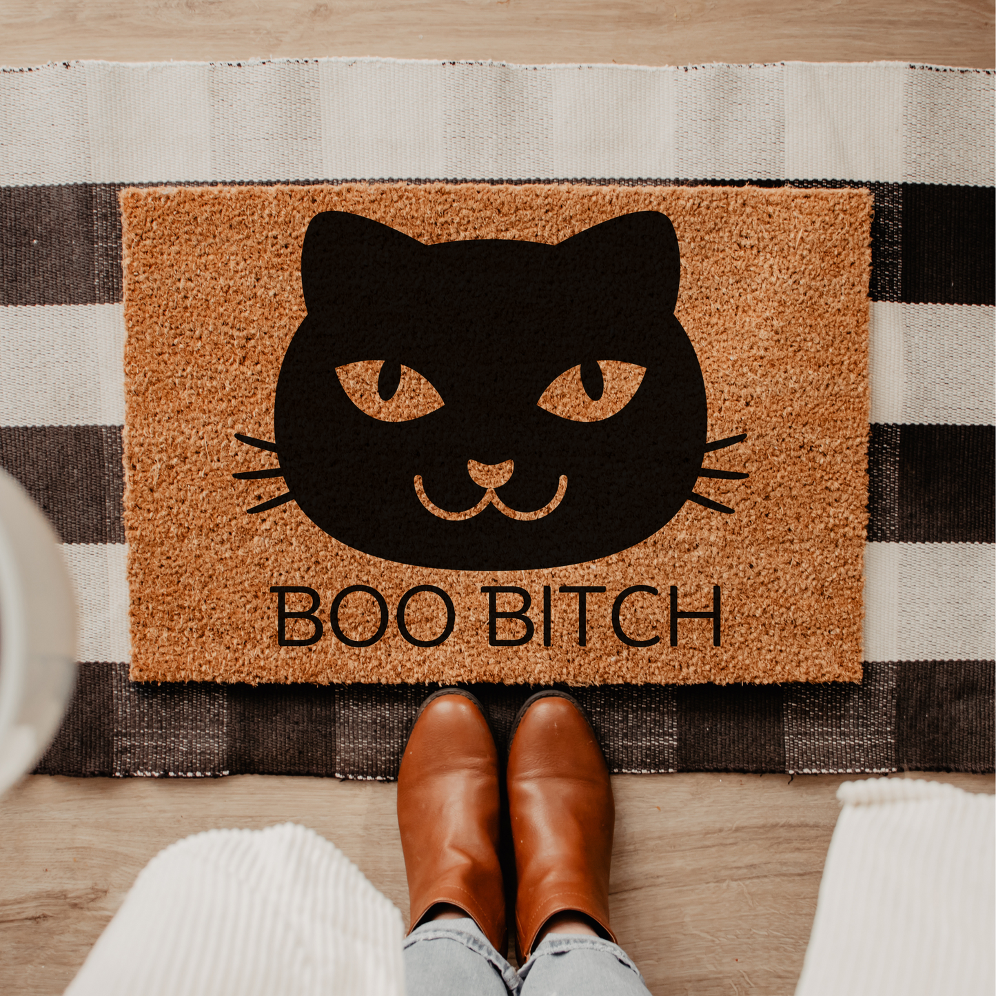 Halloween Doormat Funny Black Cat Welcome Door Mat - Design Club Home