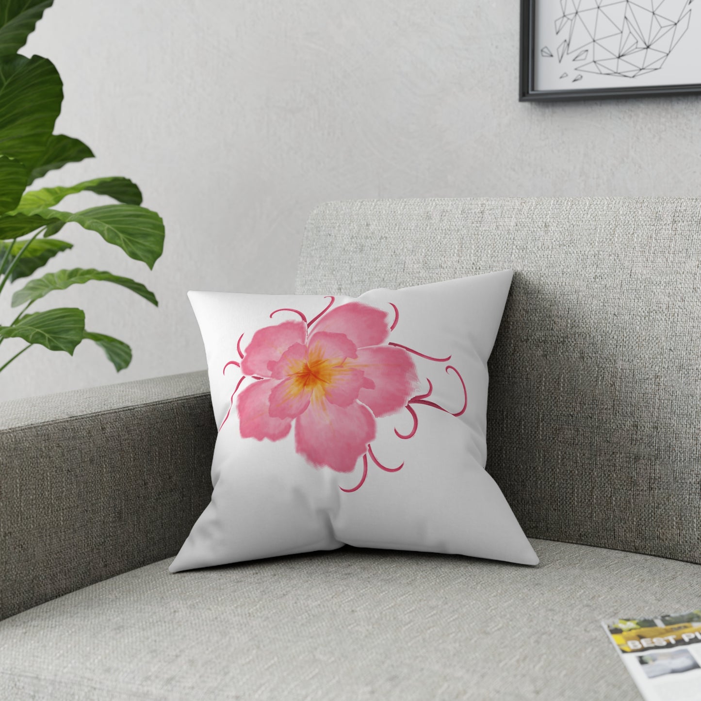 Watercolor Flower Throw Pillow, Colorful Pink Wildflowers, Housewarming Gift, Wedding Gift, Abstract Paint, Home Gift - Design Club Home