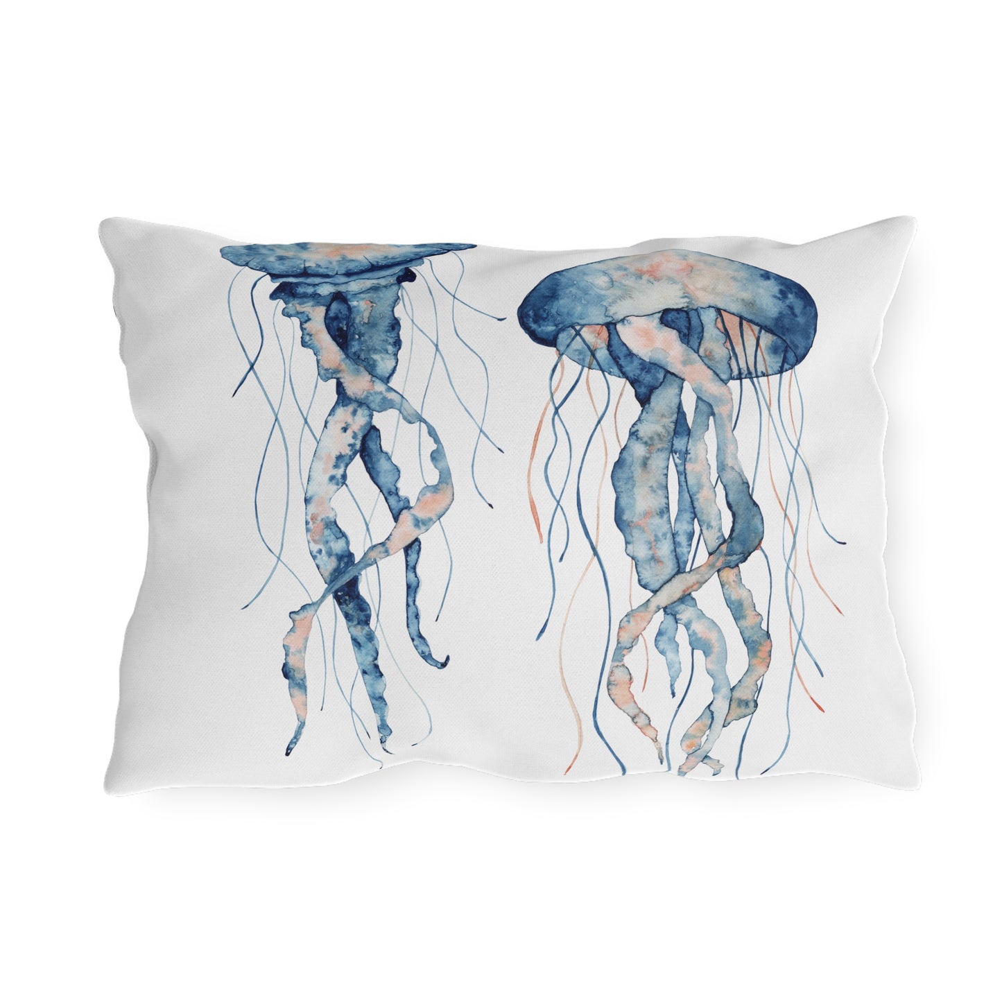 Jellyfish Outdoor Pillow Ocean Lovers Watercolor Coastal Beach Art Home Gift