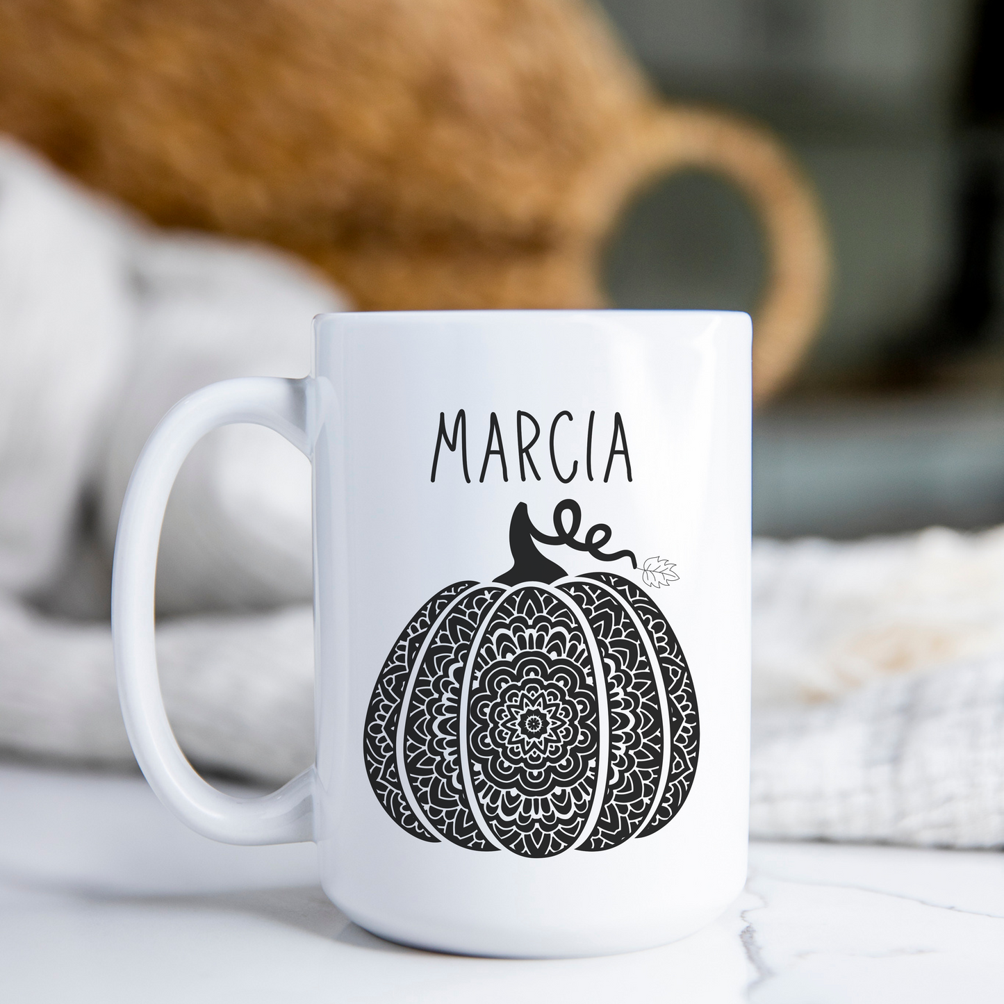 Marcia Custom Name Fall Pumpkin Personalized 15oz Coffee Mug