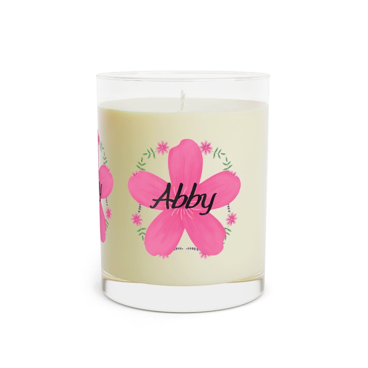 Personalized Soy Wax Candles - Custom Name Pink Flower Luxury Aromatherapy Candle Decor - Custom Gift for Candle Lovers - Custom Housewarming Gift