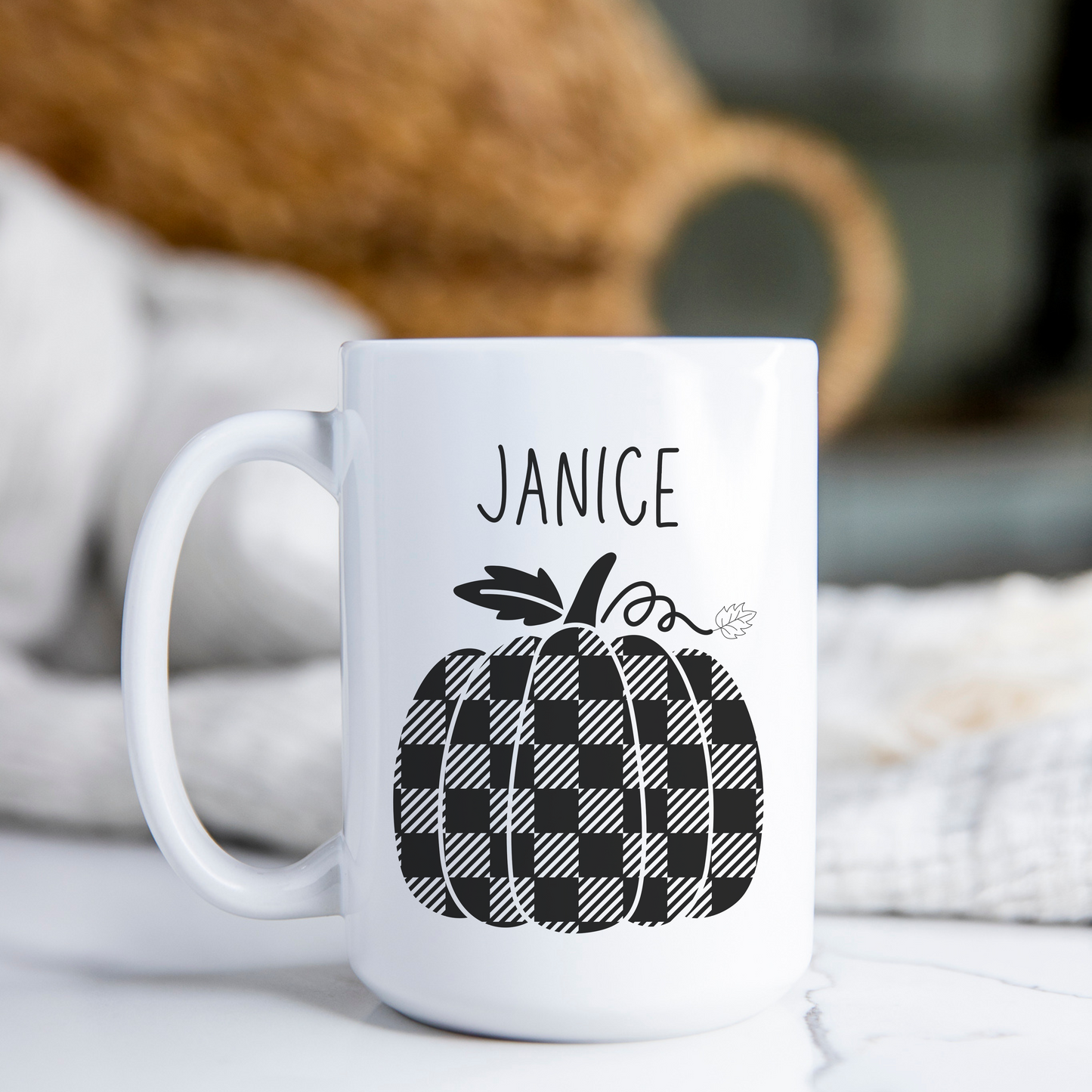 Janice Custom Name Fall Pumpkin Personalized 15oz Coffee Mug