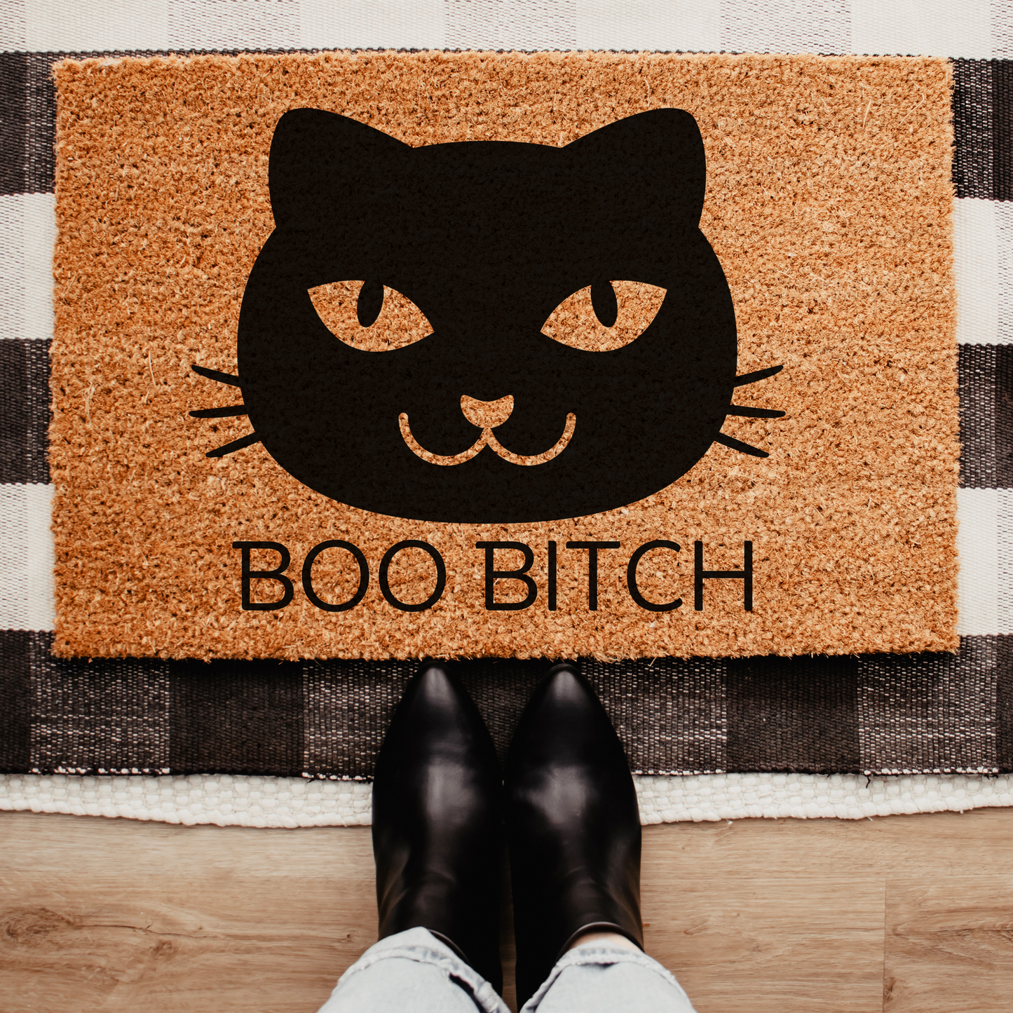 Halloween Doormat Funny Black Cat Welcome Door Mat - Design Club Home