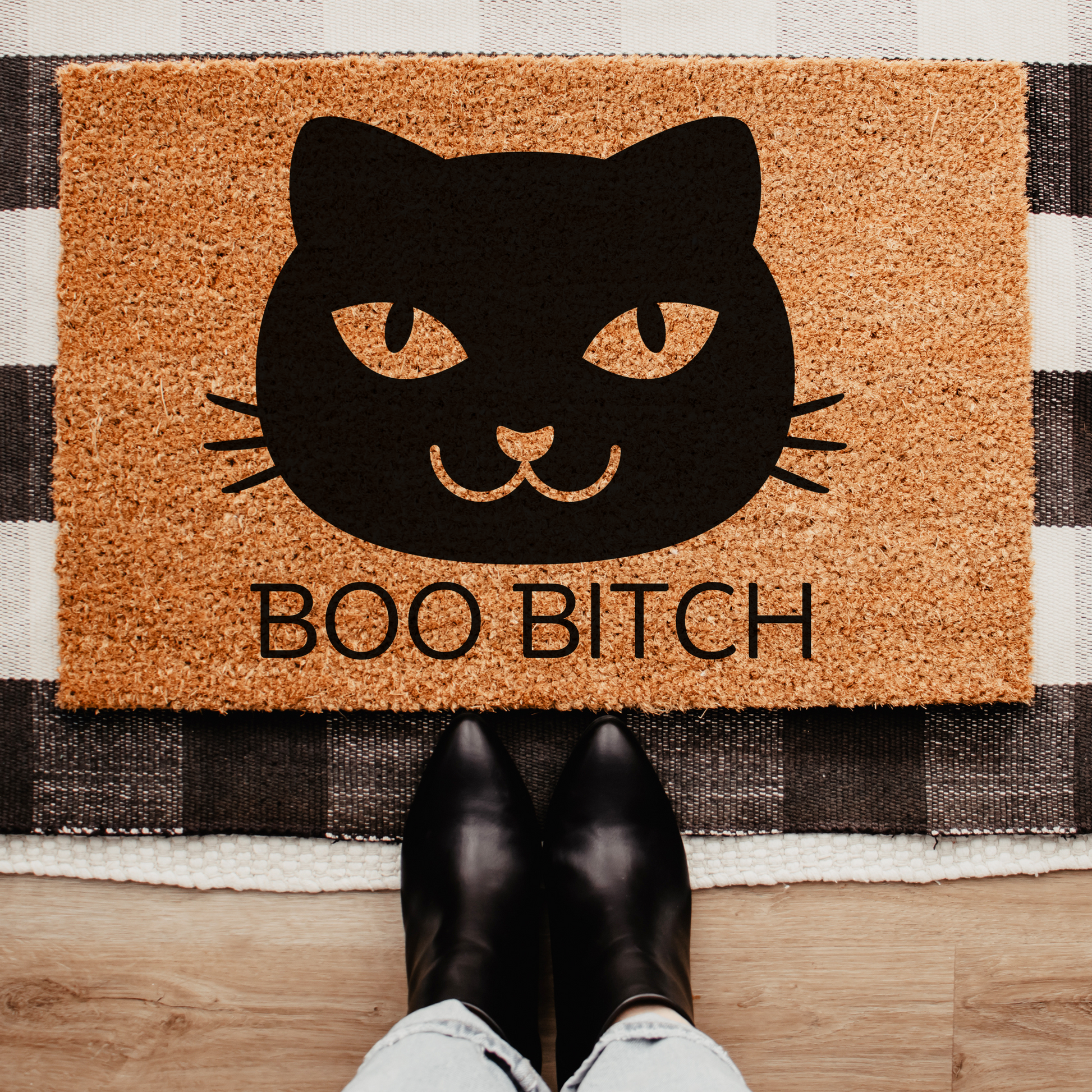 Halloween Doormat Funny Black Cat Welcome Door Mat - Design Club Home