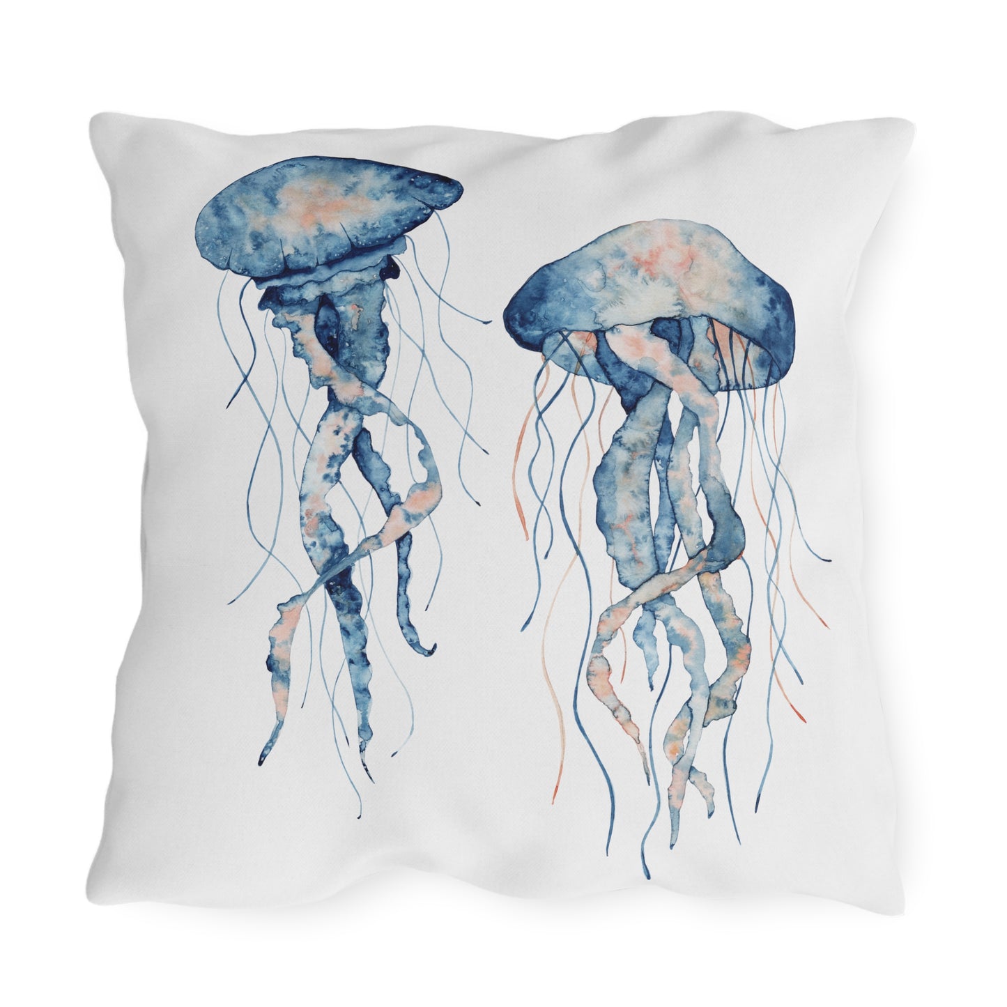 Jellyfish Outdoor Pillow Ocean Lovers Watercolor Coastal Beach Art Home Gift