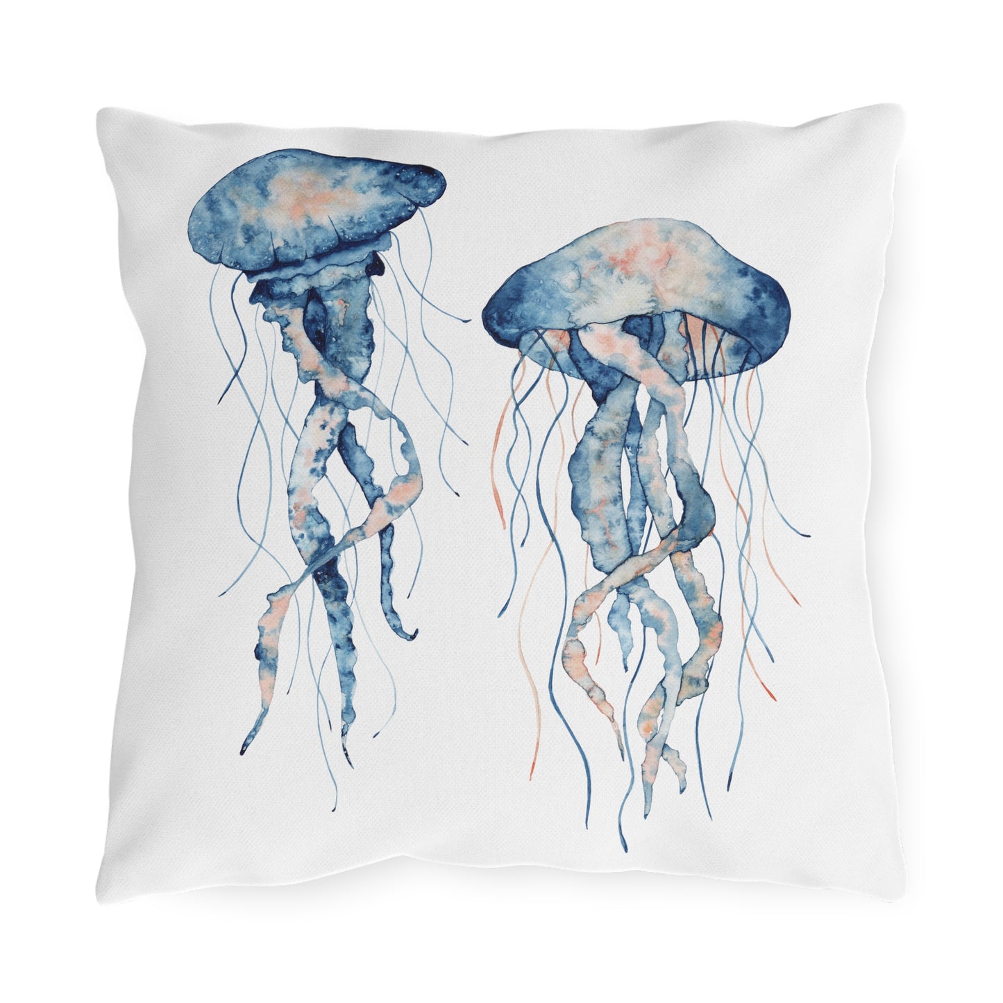 Jellyfish Outdoor Pillow Ocean Lovers Watercolor Coastal Beach Art Home Gift