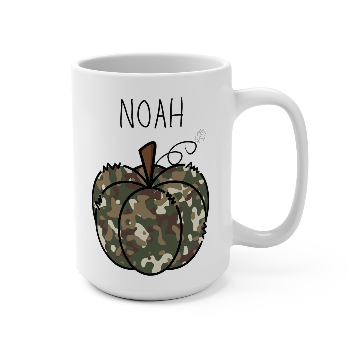 Noah Personalized Custom Name Camo Pumpkin Coffee Mug