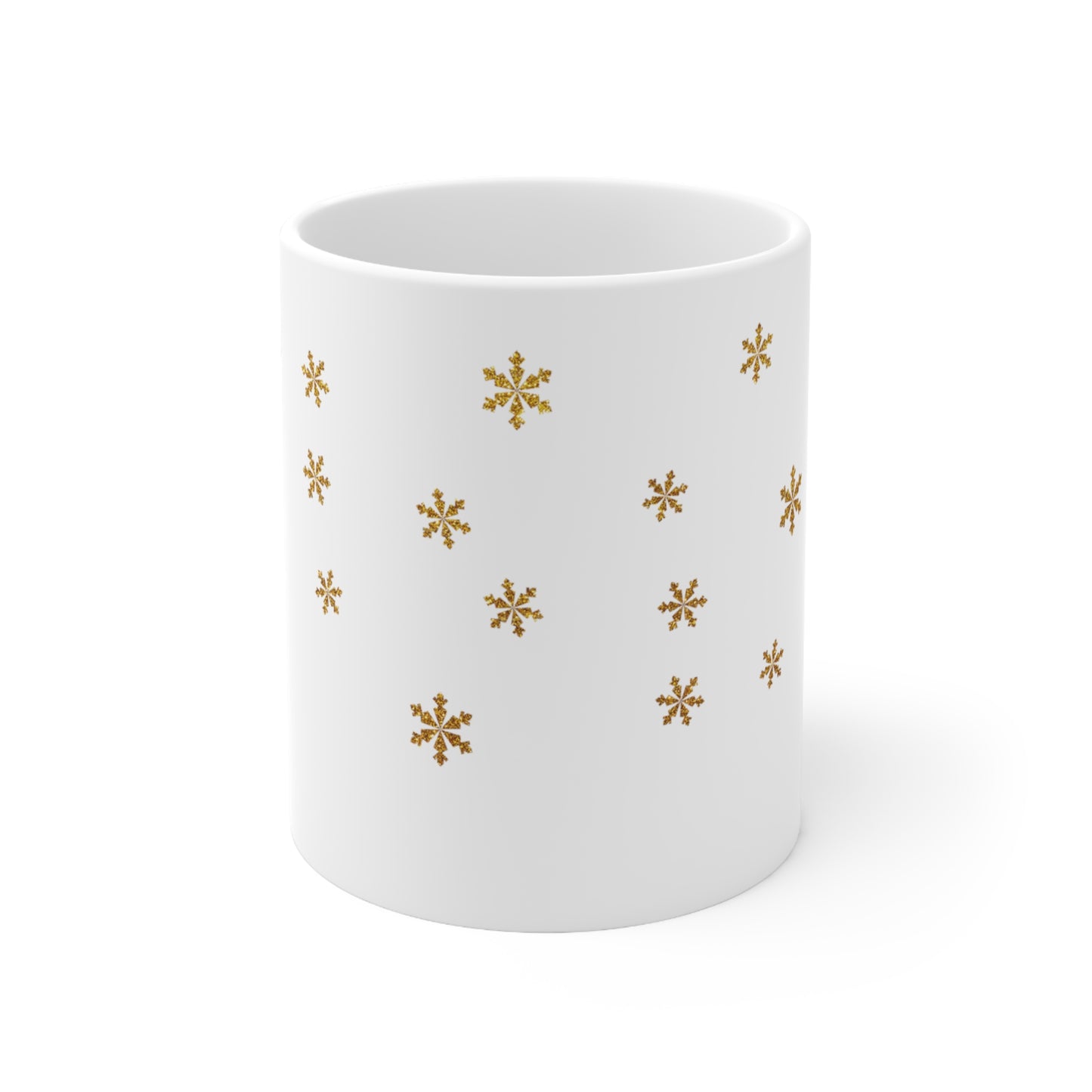Snowflake Christmas Ceramic Mug 11oz Gold Gift for Her, Holiday Decoration, Coffee Mug - Design Club Home