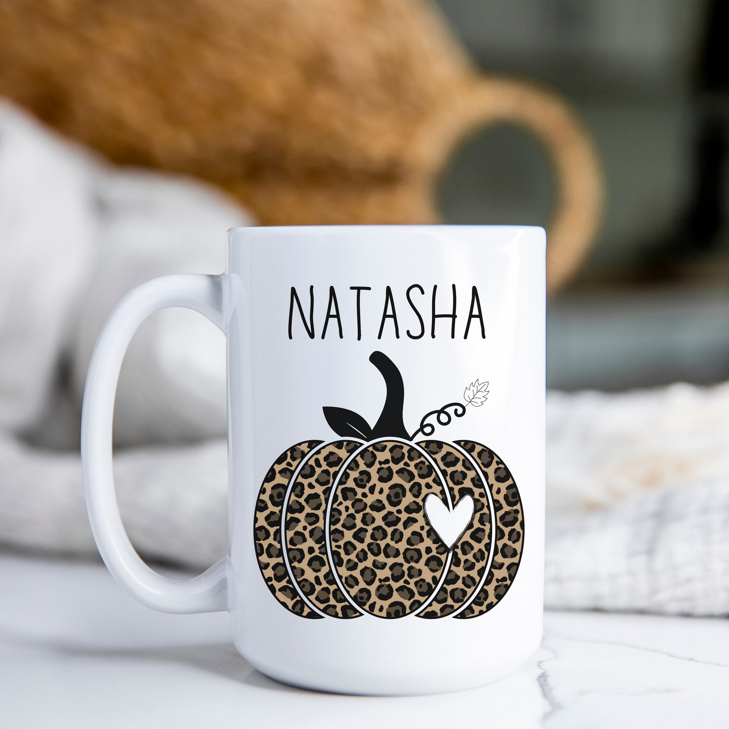 Natasha Personalized Custom Name Pumpkin Coffee Mug