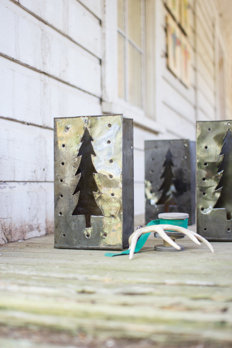 Christmas Tree Metal Luminaries | Holiday Light Decorations Home Decor | Christmas Luminaria set of six - Design Club Home