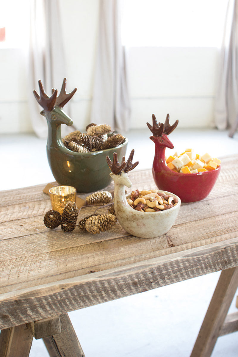 Deer Bowl Set Christmas Decor | Holiday Gifts | Housewarming Gift - Design Club Home