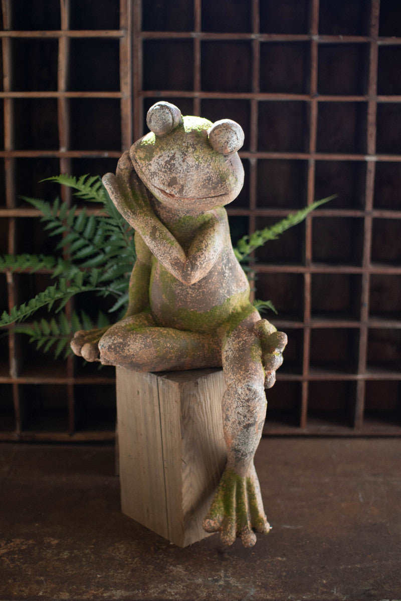 Frog Garden Decor Faux Concrete | Housewarming Gift | Garden Gifts - Design Club Home