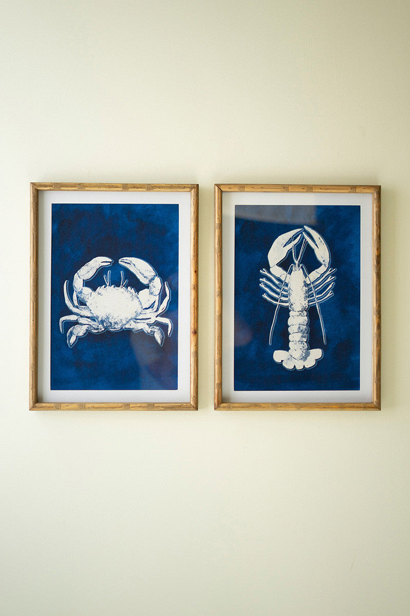 Crab and Lobster Blue Wall Art Set