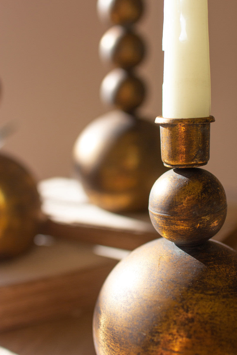 Antique Brass Taper Candle Holders - Set of 3