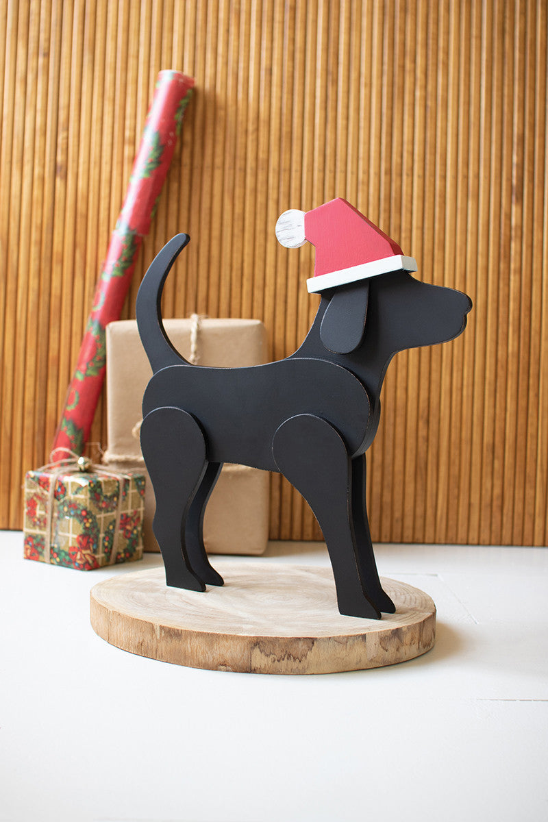 Christmas Dog Holiday Decor | Dog Lovers Gift | Black Labrador in Santa Hat - Design Club Home