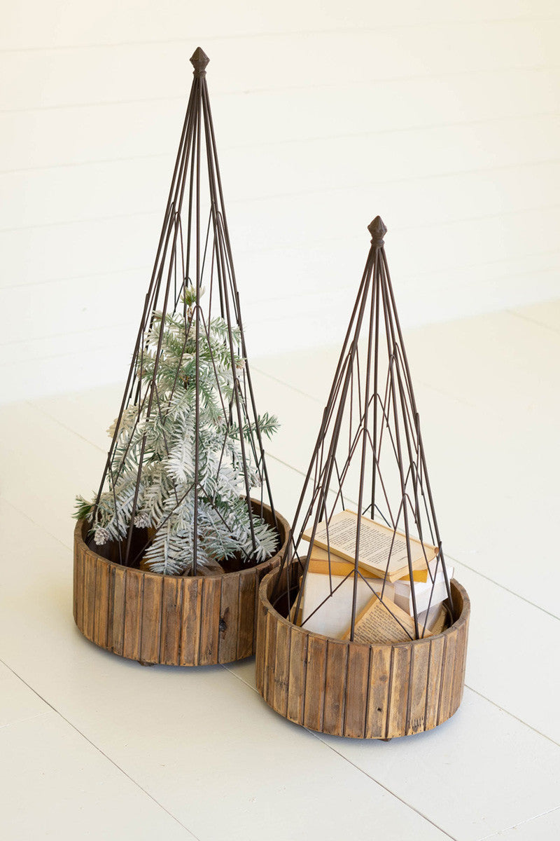 Metal Trees with Wood Bases set of 2 Home Decoration | Home Gifts - Design Club Home