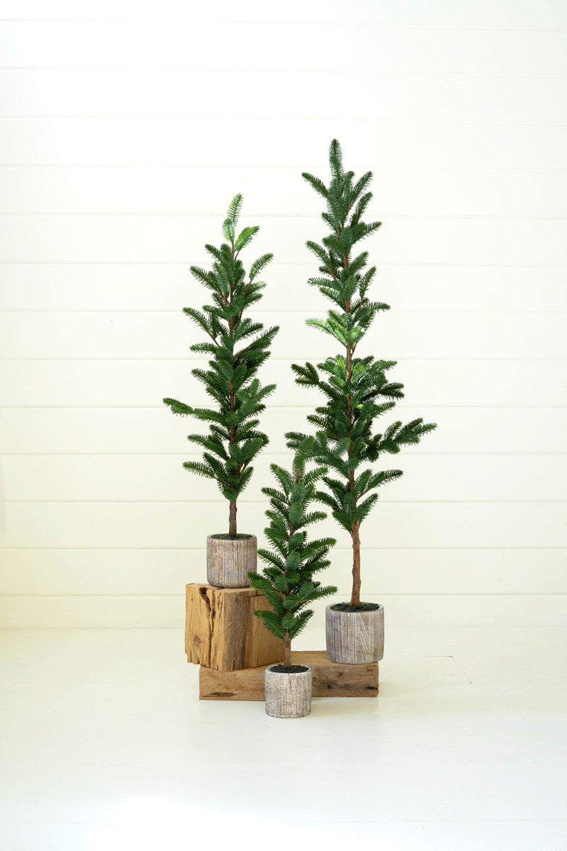 Faux Pine Tree Set of 3 Christmas Front Porch and Indoor Holiday Winter Home Decor - Design Club Home
