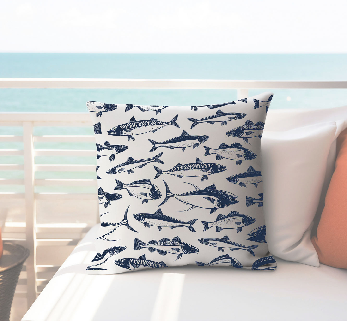 Coastal Outdoor Indoor Pillows with Insert, Patio Front Beach Cottage Porch Decor, Beach Bedroom Sofa Chair Washable Throw Pillow,