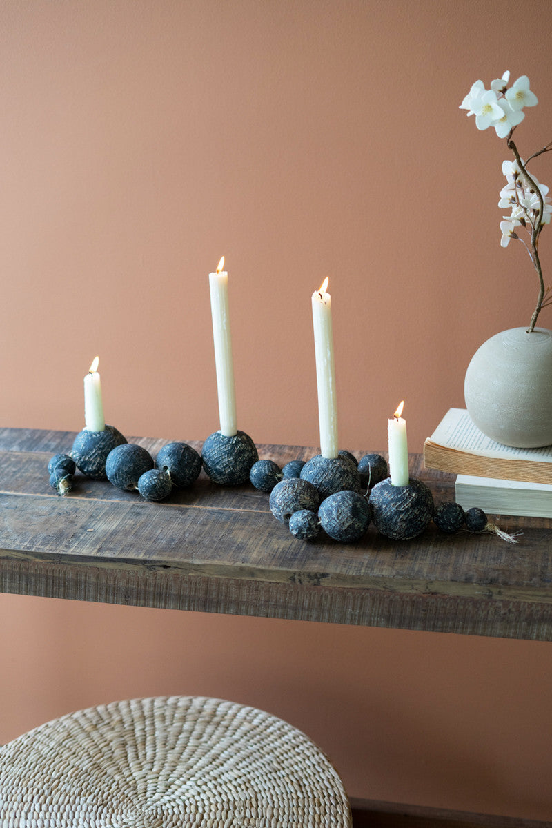Black Bead Candleholder Centerpiece Tabletop